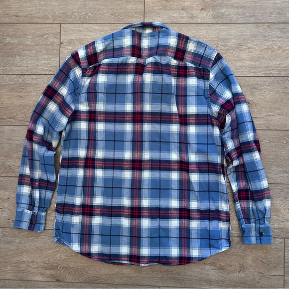 American Eagle Blue Red Plaid Flannel Button Down Shirt Sz XLT Cotton Casual - Picture 5 of 7